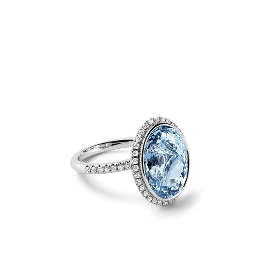 Aquamarine Diamond Ring