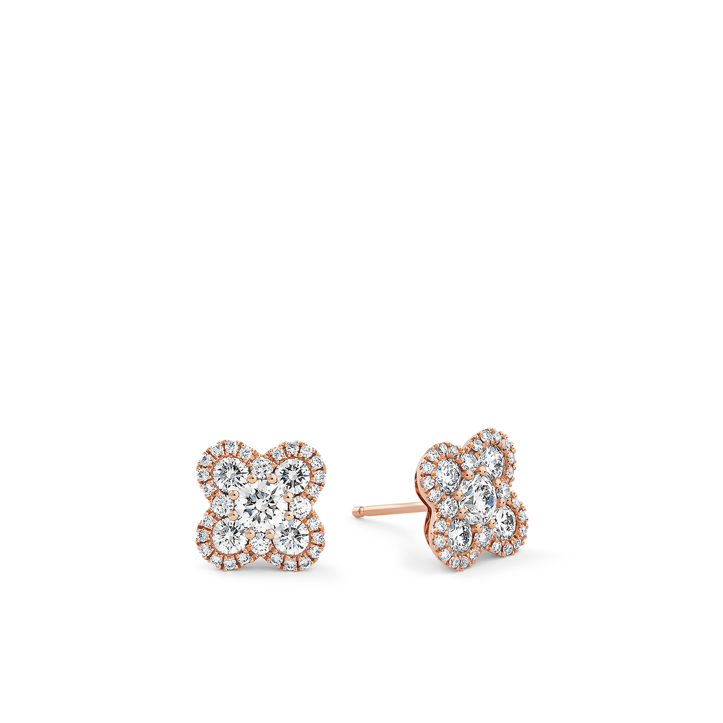 Oliver Heemeyer Alemandro diamond ear studs 4 made of 18k rose gold. Size Large.