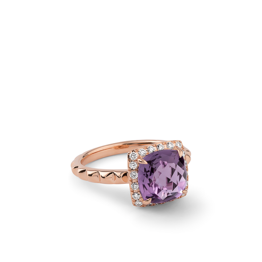 Oliver Heemeyer Charlie Amethyst Ring Fancy made of 18k rose gold.