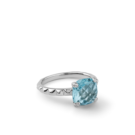 Oliver Heemeyer Charlie Swiss Blue Topaz Ring made of 18k white gold.