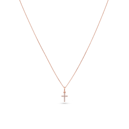 Oliver Heemeyer diamond cross pendant 7,0 mm made of 18k rose gold.