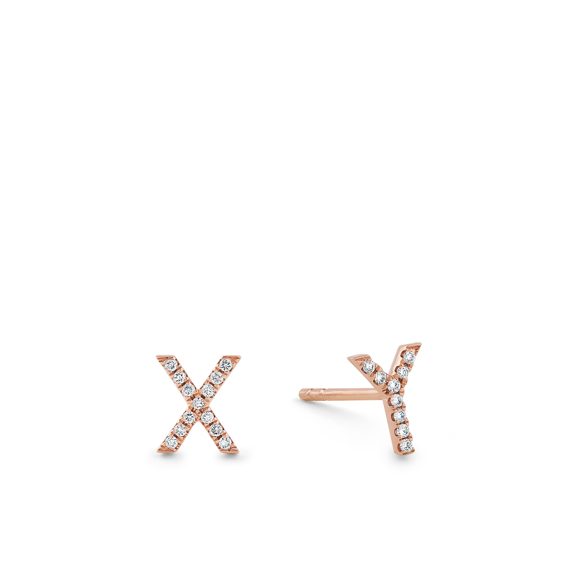 Oliver Heemeyer Letter diamond ear stud made of 18k rose gold.