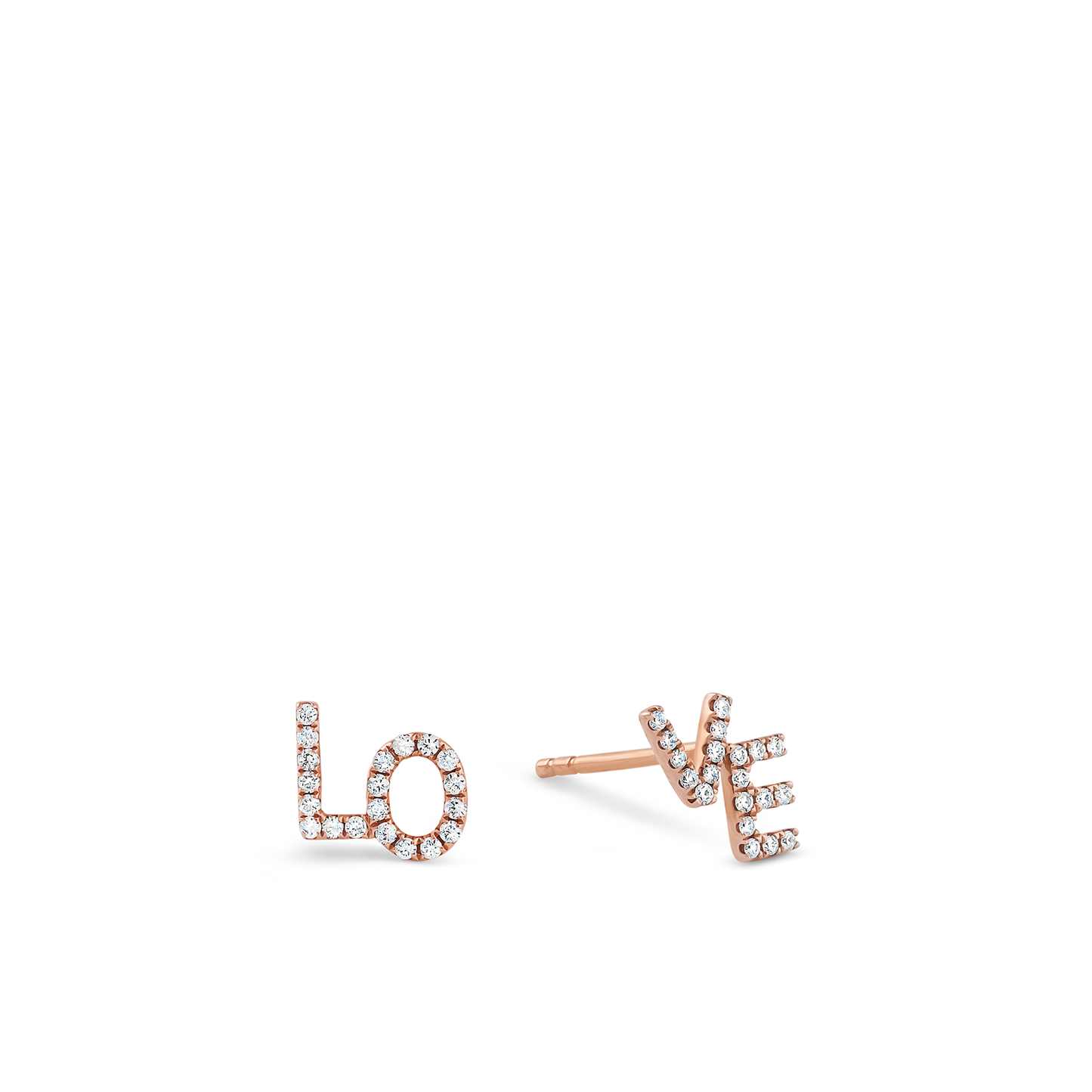 Oliver Heemeyer Love diamond ear studs made of 18k rose gold.