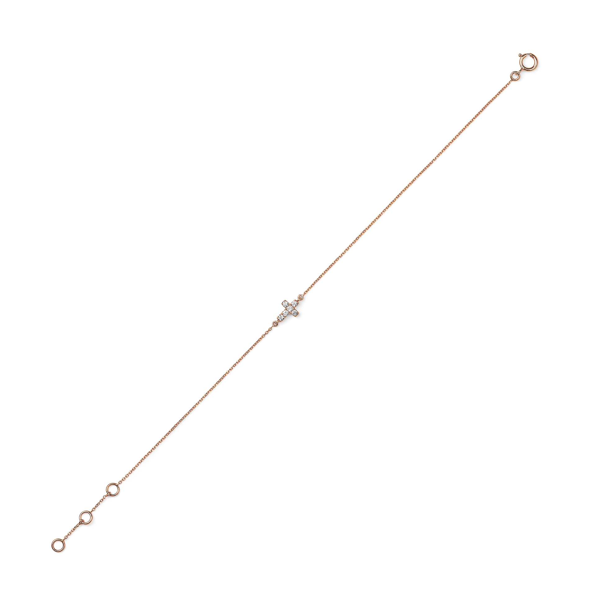 Oliver Heemeyer Mini Diamond Cross Bracelet in 18k rose gold.