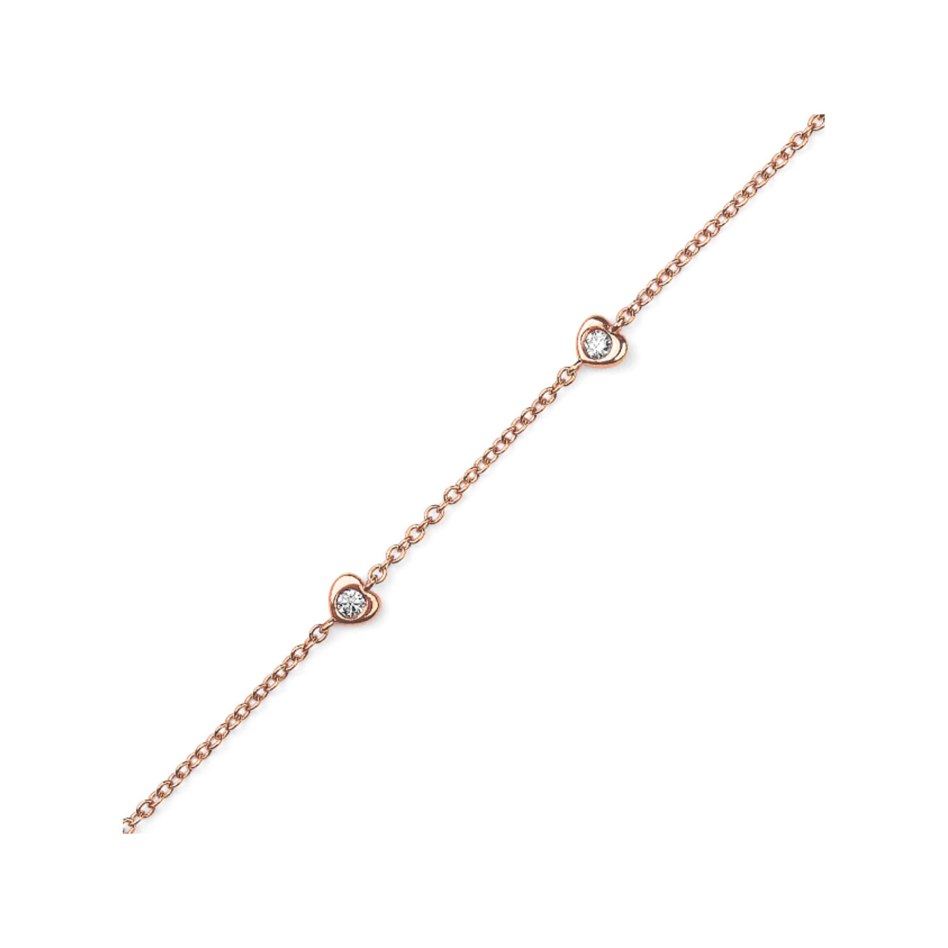 Oliver Heemeyer Mini Hearts diamond bracelet in 18k rose gold.