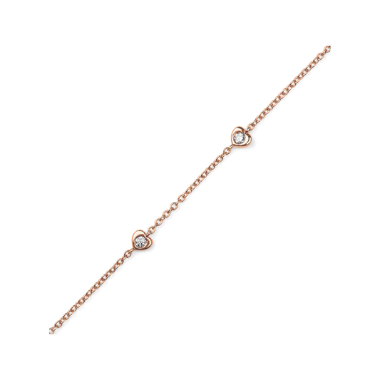 Oliver Heemeyer Mini Hearts diamond bracelet in 18k rose gold.