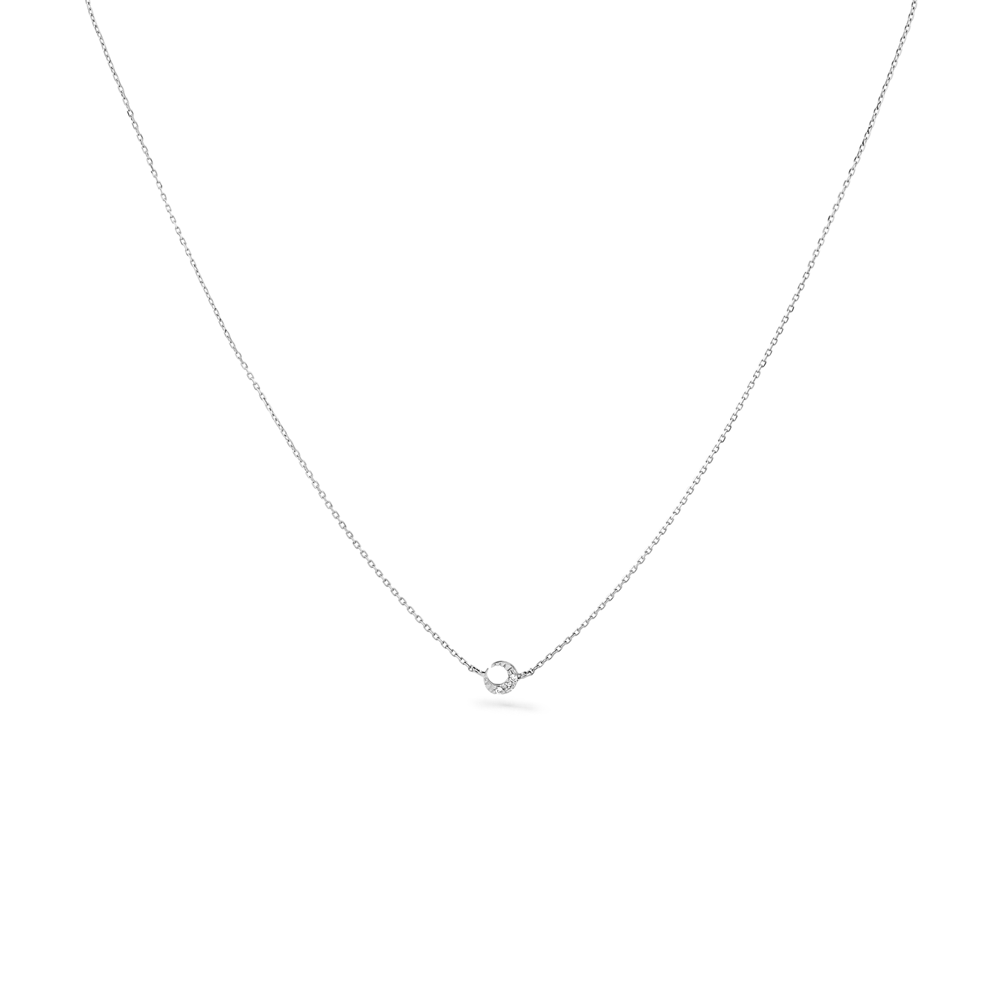Oliver Heemeyer Mini Moon Diamond Necklace in 18k white gold. gold.