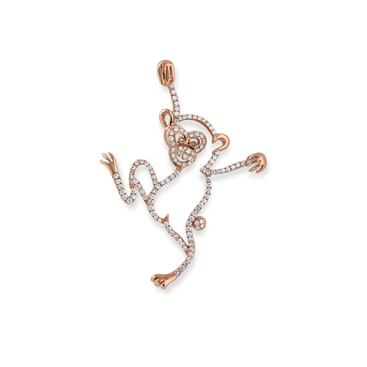 Oliver Heemeyer monkey diamond brooch made of 18k rose gold.