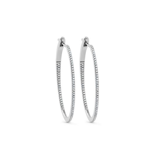 Oliver Heemeyer Oakley diamond hoops 3,2 cm made of 18k white gold.