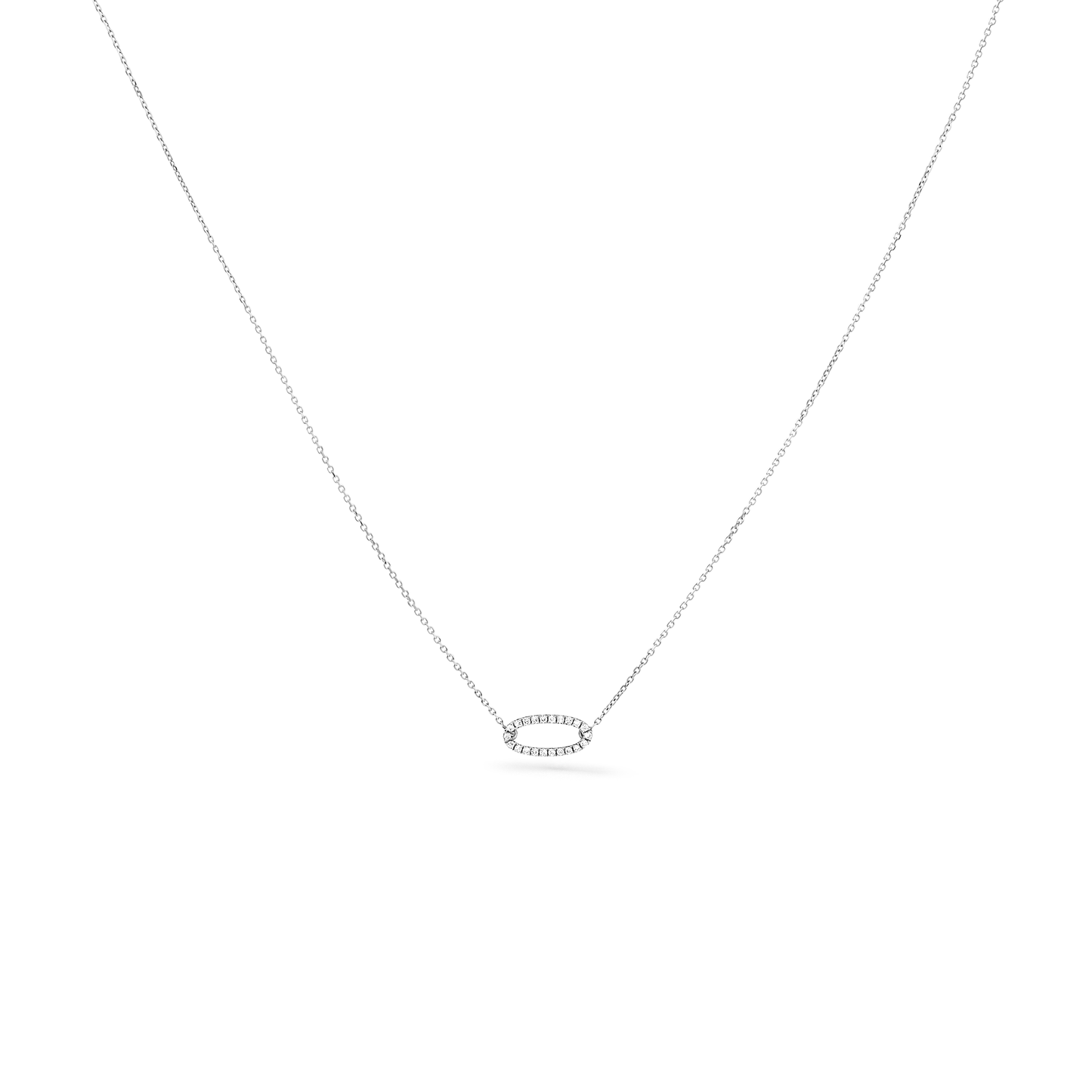 Oliver Heemeyer Oval Diamond Necklace in 18k white gold.