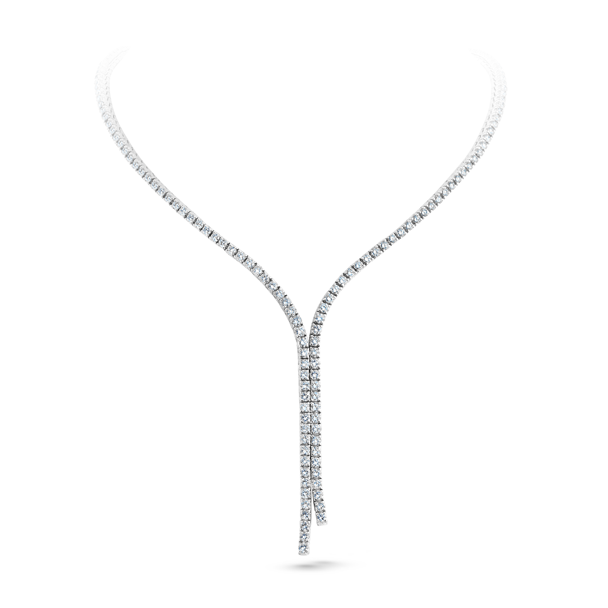 Oliver Heemeyer Scarf diamond necklace made of 18k white gold.
