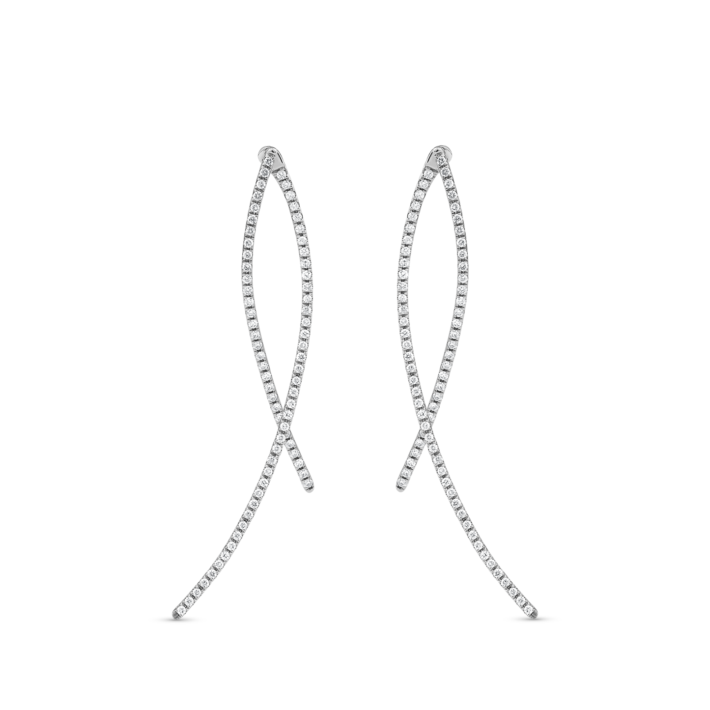 Oliver Heeeyer Wave diamond earrings in 18k white gold.