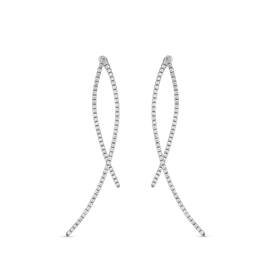 Oliver Heeeyer Wave diamond earrings in 18k white gold.